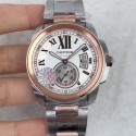 Replica Cartier Calibre de Cartier W7100036 42MM JF Stainless steel & Rose Gold White Dial Swiss Calibre 1904-PS MC