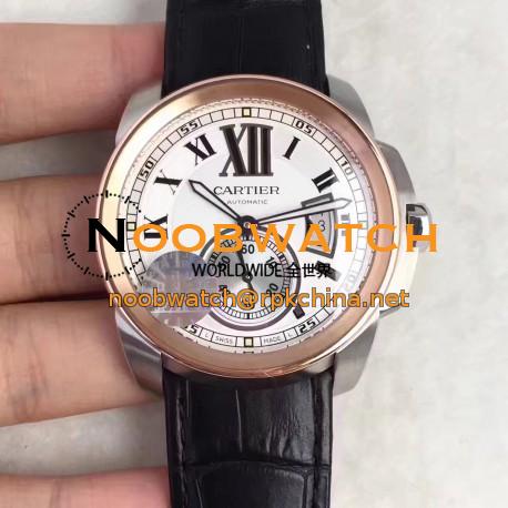 Replica Cartier Calibre de Cartier W7100039 42MM JF Stainless Steel & Rose Gold White Dial Swiss Calibre 1904-PS MC