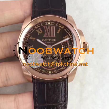 Replica Cartier Calibre de Cartier W7100039 42MM JF Rose Gold Brown Dial Swiss Calibre 1904-PS MC