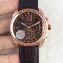 Replica Cartier Calibre de Cartier W7100039 42MM JF Rose Gold Brown Dial Swiss Calibre 1904-PS MC