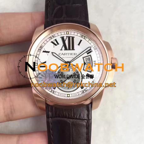 Replica Cartier Calibre de Cartier W7100039 42MM JF Rose Gold White Dial Swiss Calibre 1904-PS MC