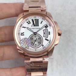 Replica Cartier Calibre de Cartier W7100018 42MM JF Rose Gold White Dial Swiss Calibre 1904-PS MC