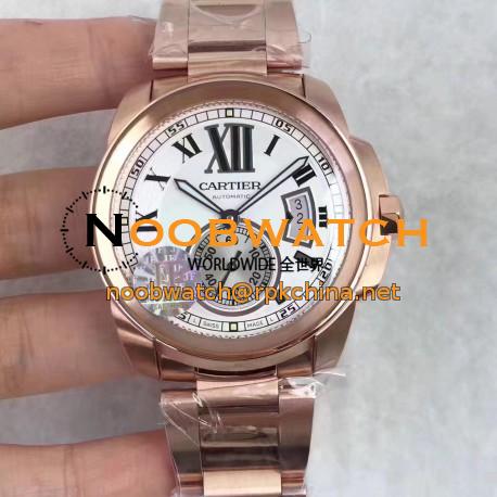 Replica Cartier Calibre de Cartier W7100018 42MM JF Rose Gold White Dial Swiss Calibre 1904-PS MC