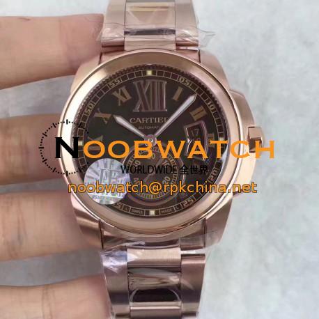 Replica Cartier Calibre de Cartier W7100018 42MM JF Rose Gold Brown Dial Swiss Calibre 1904-PS MC