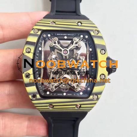 Replica Richard Mille RM50-27-01 NTPT KV Yellow Forged Carbon Black & Skeleton Dial M9015