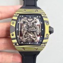 Replica Richard Mille RM50-27-01 NTPT KV Yellow Forged Carbon Black & Skeleton Dial M9015