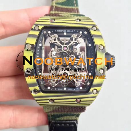 Replica Richard Mille RM50-27-01 NTPT KV Yellow Forged Carbon Black & Skeleton Dial M9015