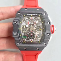 Replica Richard Mille RM011-03 Flyback Chronograph KV Forged Carbon Black Skeleton Dial Swiss 7750