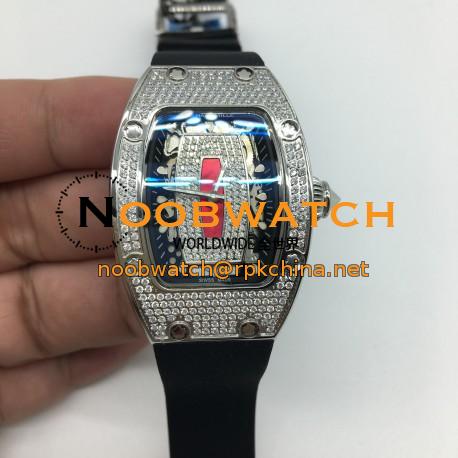 Replica Richard Mille RM07 Ladies Stainless Steel & Diamonds Red & Diamonds Dial M6T51