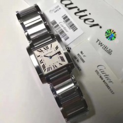 Replica Cartier Tank Francaise Ladies WSTA0005 25MM x 30.40MM TW Stainless Steel White Dial Swiss Quartz