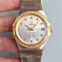 Replica Omega Constellation 123.25.38.21.52.002 38MM SSS Stainless Steel & Yellow Gold Rhodium Dial Swiss 8500