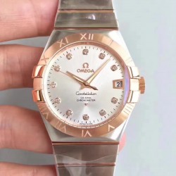 Replica Omega Constellation 123.20.38.21.52.001 38MM SSS Stainless Steel & Rose Gold Rhodium Dial Swiss 8500