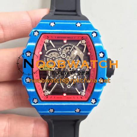 Replica Richard Mille RM35-01 Rafael Nadal KV Blue Forged Carbon Red & Skeleton Dial M6T51