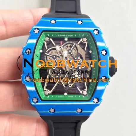 Replica Richard Mille RM35-01 Rafael Nadal KV Blue Forged Carbon Green & Skeleton Dial M6T51