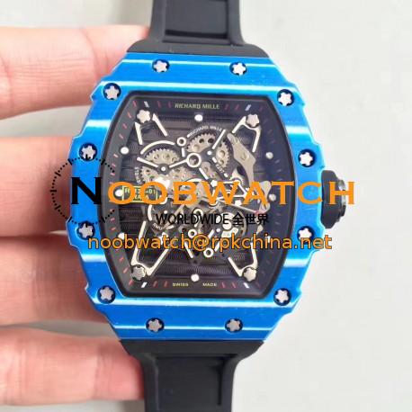 Replica Richard Mille RM35-01 Rafael Nadal KV Blue Forged Carbon Black & Skeleton Dial M6T51