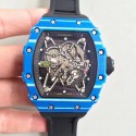 Replica Richard Mille RM35-01 Rafael Nadal KV Blue Forged Carbon Black & Skeleton Dial M6T51