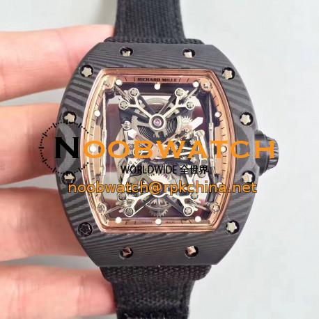 Replica Richard Mille RM50-27-01 NTPT KV Black Forged Carbon Gold & Skeleton Dial M9015