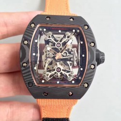 Replica Richard Mille RM50-27-01 NTPT KV Black Forged Carbon Black & Gold Skeleton Dial M9015