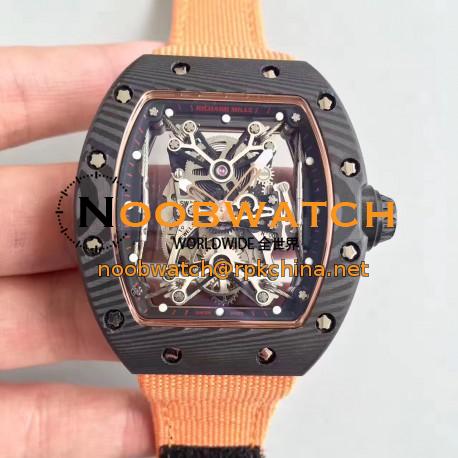 Replica Richard Mille RM50-27-01 NTPT KV Black Forged Carbon Black & Gold Skeleton Dial M9015