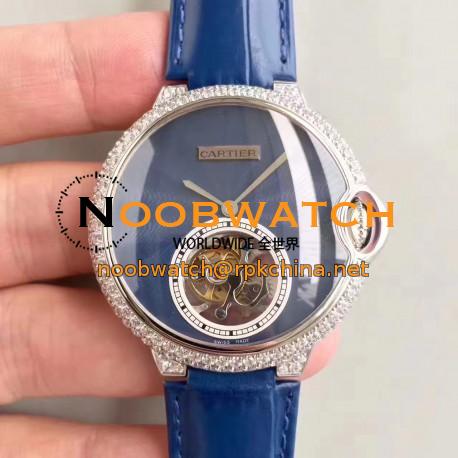 Replica Cartier Ladies Ballon Bleu Flying Tourbillon TF Stainless Steel & Diamonds Blue Dial Swiss 9452MC