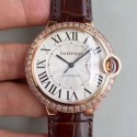 Replica Cartier Ballon Bleu 42MM W6900651 V6 Rose Gold & Diamonds White Dial Swiss 2824-2