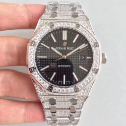 Replica Audemars Piguet Royal Oak 15400 N Stainless Steel & Diamond Black Dial Swiss 3120