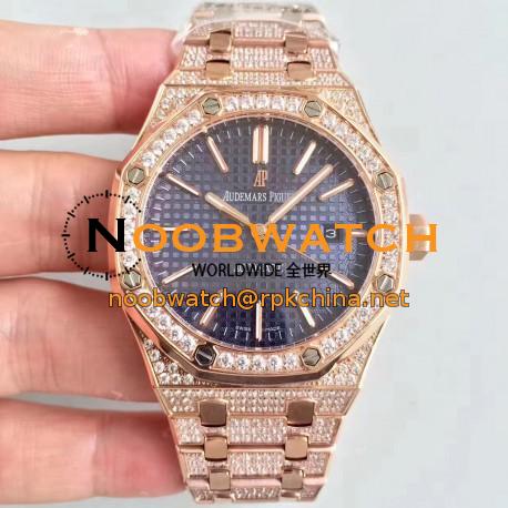 Replica Audemars Piguet Royal Oak 15400 N Rose Gold & Diamond Blue Dial Swiss 3120