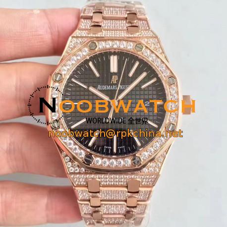 Replica Audemars Piguet Royal Oak 15400 N Rose Gold & Diamond Back Dial Swiss 3120