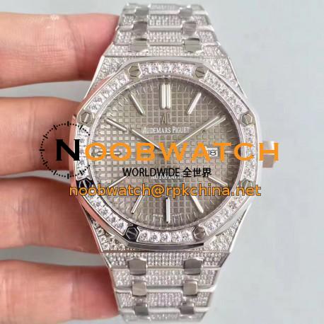 Replica Audemars Piguet Royal Oak 15400 N Stainless Steel & Diamond Grey Dial Swiss 3120