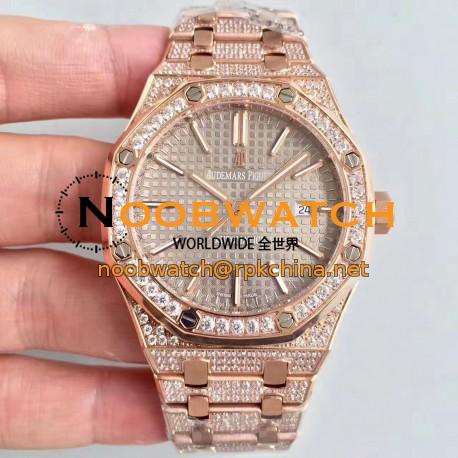 Replica Audemars Piguet Royal Oak 15400 N Rose Gold & Diamond Grey Dial Swiss 3120