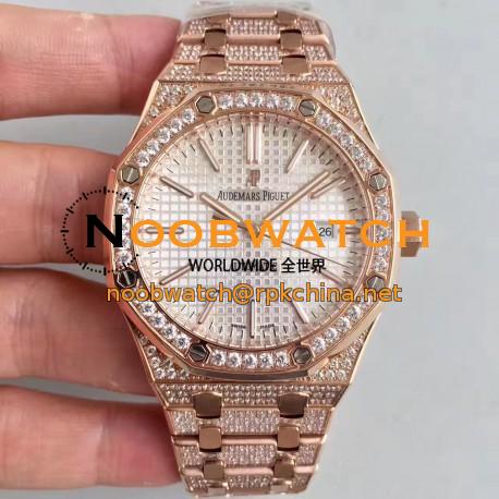 Replica Audemars Piguet Royal Oak 15400 N Rose Gold & Diamond Silver Dial Swiss 3120