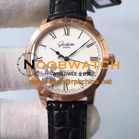 Replica Glashutte Original Senator Excellence V4 1-39-52-01-01-04 GF Rose Gold White Dial Swiss Caliber 39-52