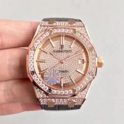 Replica Audemars Piguet Royal Oak 15450 JF Rose Gold & Diamonds Diamond Dial Swiss 3120