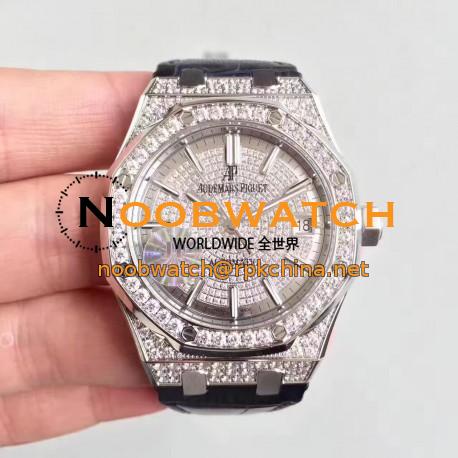 Replica Audemars Piguet Royal Oak 15450 JF Stainless Steel & Diamonds Diamond Dial Swiss 3120