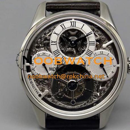 Replica Zenith EP Calender Skeleton Tourbillon SS/LE Black Swiss Tourbillon