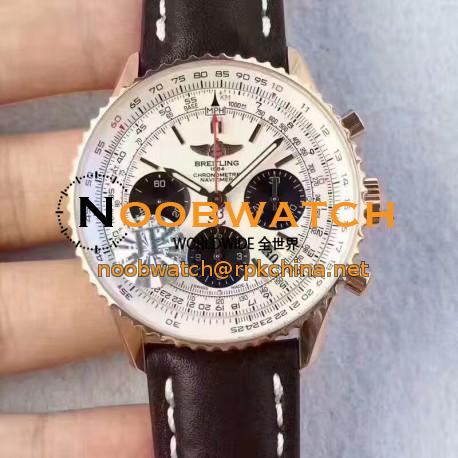 Replica Breitling Navitimer 01 RB012012.BA49.435X.R20BA.1 JF Rose Gold White Dial SWISS 7750