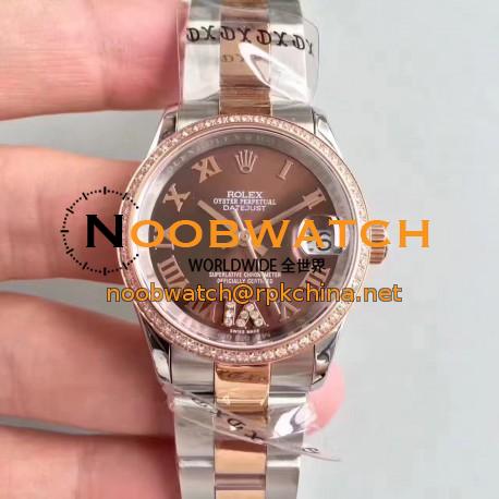 Replica Rolex Datejust 31 178341 31MM JF Stainless Steel & Rose Gold Chocolate Dial Swiss 2836-2