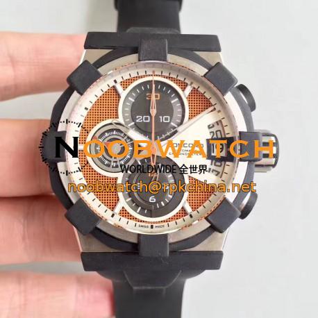 Replica Concord C1 Chronograph 0320007 N Stainless Steel & Black Rubber Orange Dial Swiss 7750