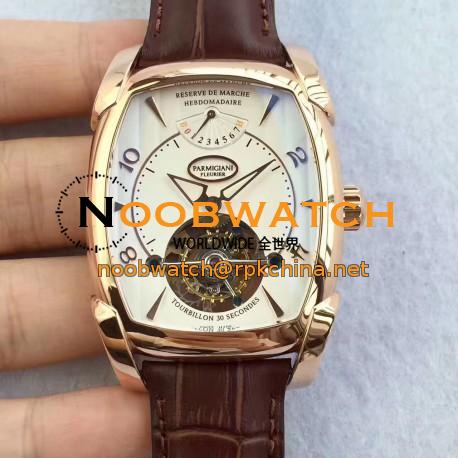 Replica Parmigiani Fleurier Kalpa Grande Tourbillon BM Rose Gold White Dial Swiss Tourbillon