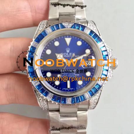 Replica Rolex Submariner Date 116619LB BP Stainless Steel & Diamonds Blue Dial Swiss 2836-2