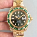 Replica Rolex Submariner Date 116618LV BP Yellow Gold & Diamonds Green Dial Swiss 2836-2