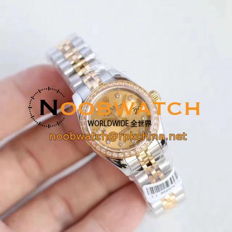 Replica Rolex Lady Datejust 28 279383RBR 28MM N Stainless Steel & Yellow Gold Champagne Dial Swiss 2671