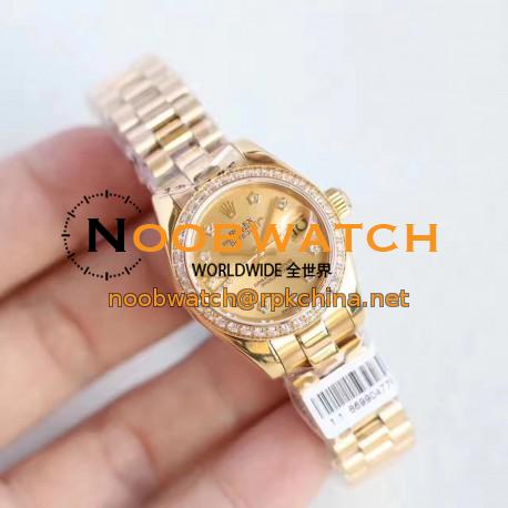 Replica Rolex Lady Datejust 28 279135RBR 28MM N Rose Gold & Diamonds Champagne Dial Swiss 2671