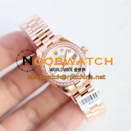 Replica Rolex Lady Datejust 28 279135RBR 28MM N Rose Gold & Diamonds Mother Of Pearl Dial Swiss 2671