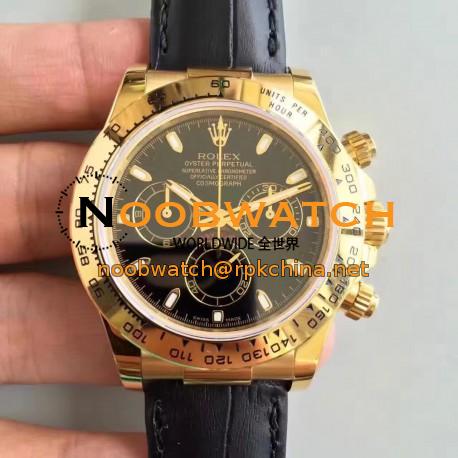 Replica Rolex Daytona Cosmograph 116518 JH Yellow Gold Black Dial Swiss 4130 Run 6@SEC