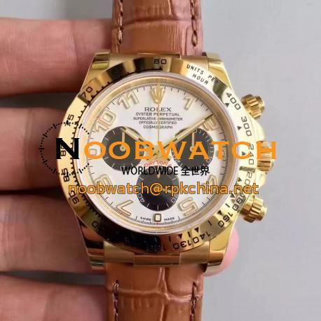 Replica Rolex Daytona Cosmograph 116518 JH Yellow Gold White Dial Swiss 4130 Run 6@SEC